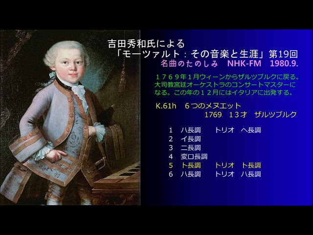 吉田氏によるモーツァルト(19) K61h 6つのメヌエット, K62 行進曲