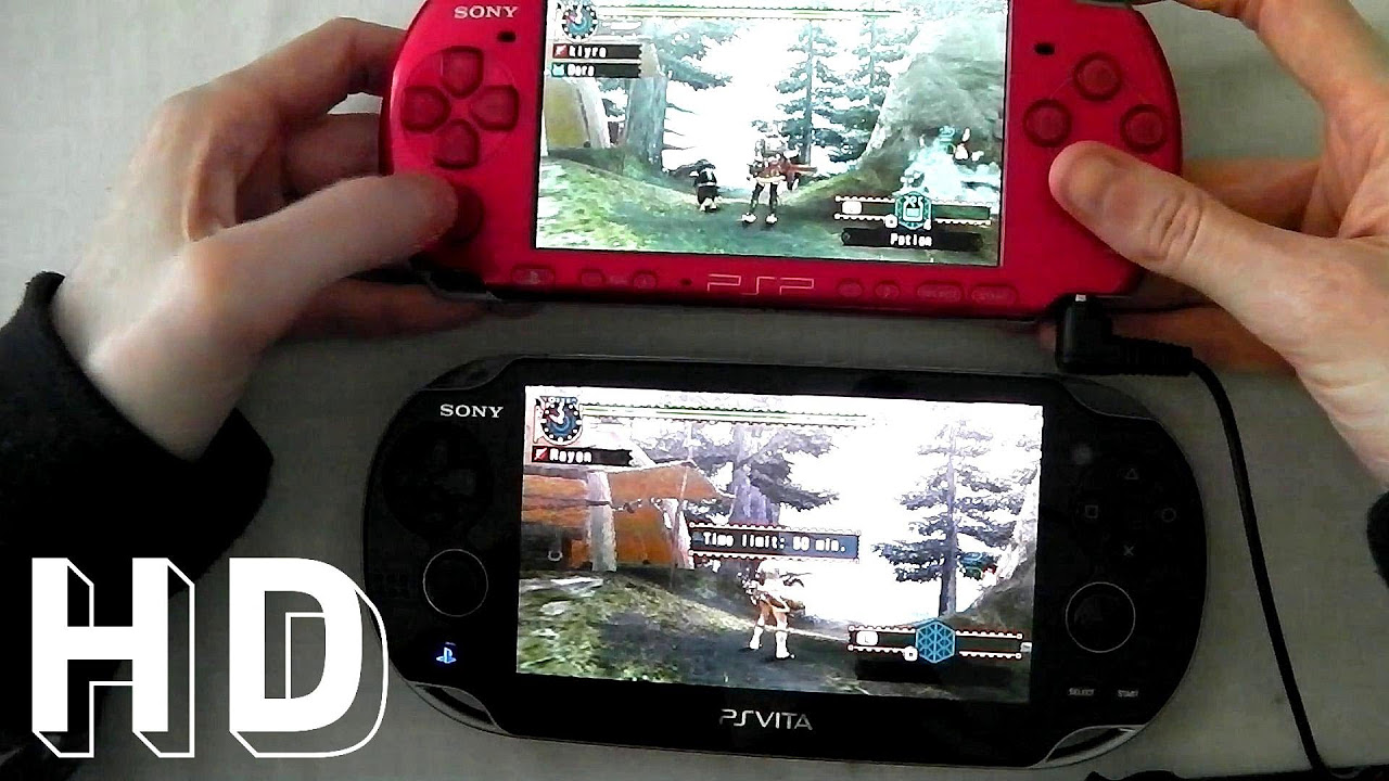 PS VITA vs Sony psp 3000 with Monster Hunter Freedom Unite - YouTube
