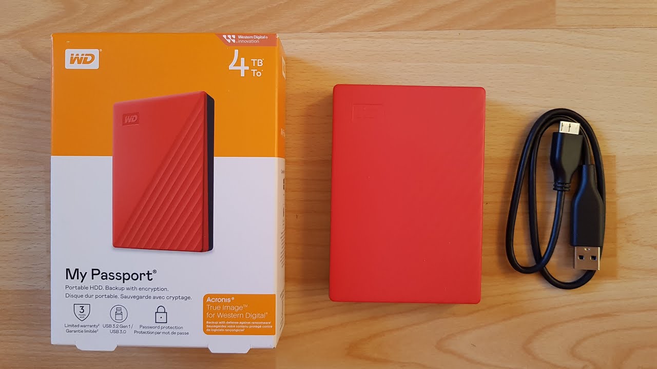 WD My Passport 4TB HDD External Hard Drive, Red - YouTube