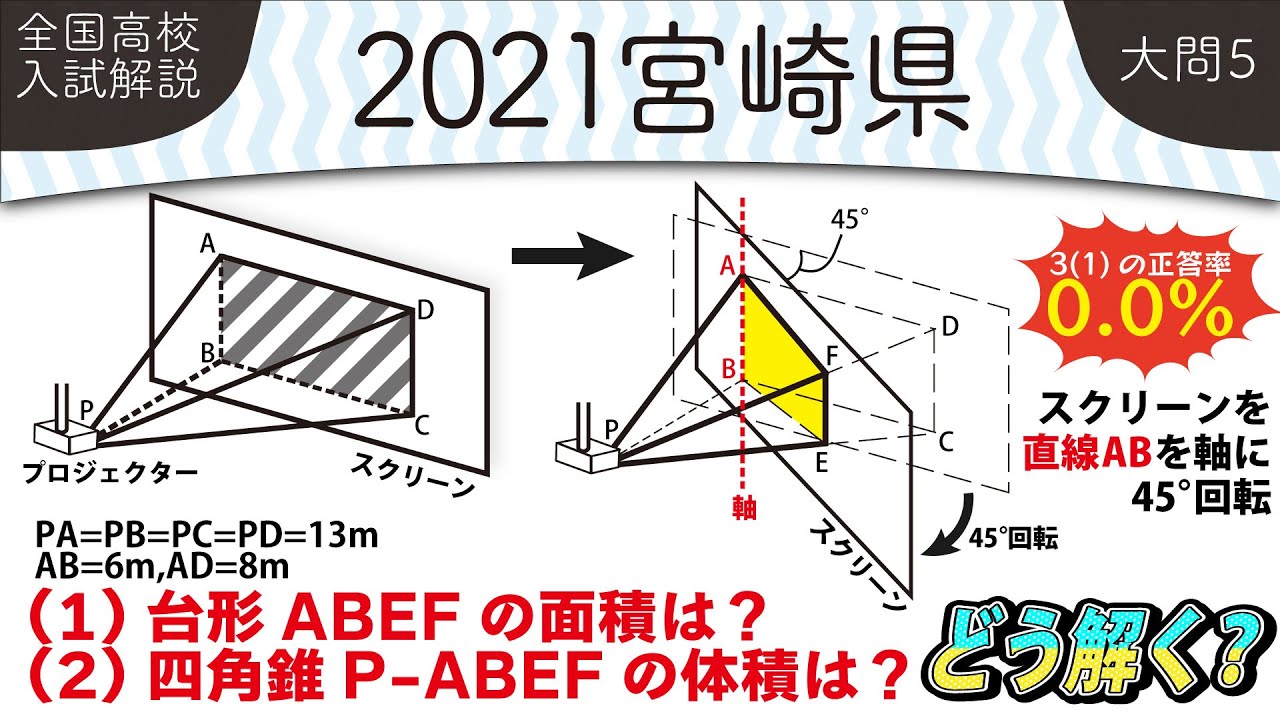 2021年全国高校入試数学解説】 宮崎県大問5 高校入試 高校受験 令和3
