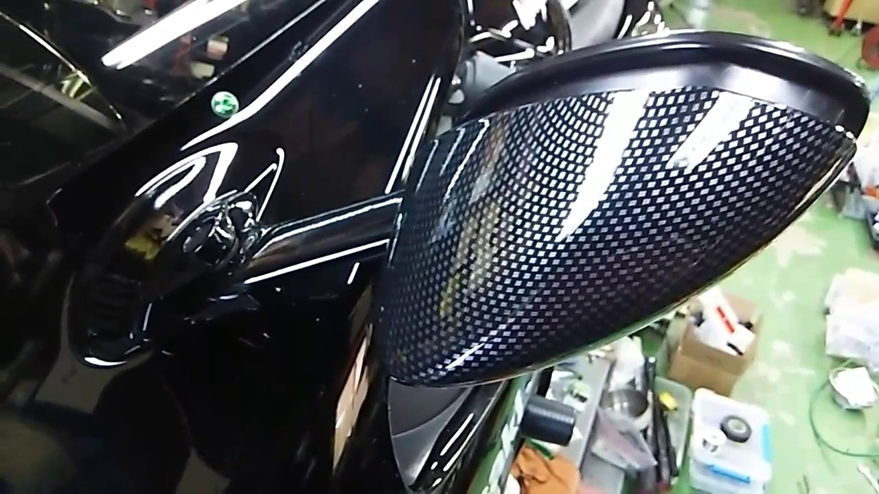ZX14R カーボンルックミラー ショートステーなのですり抜け時にも有効