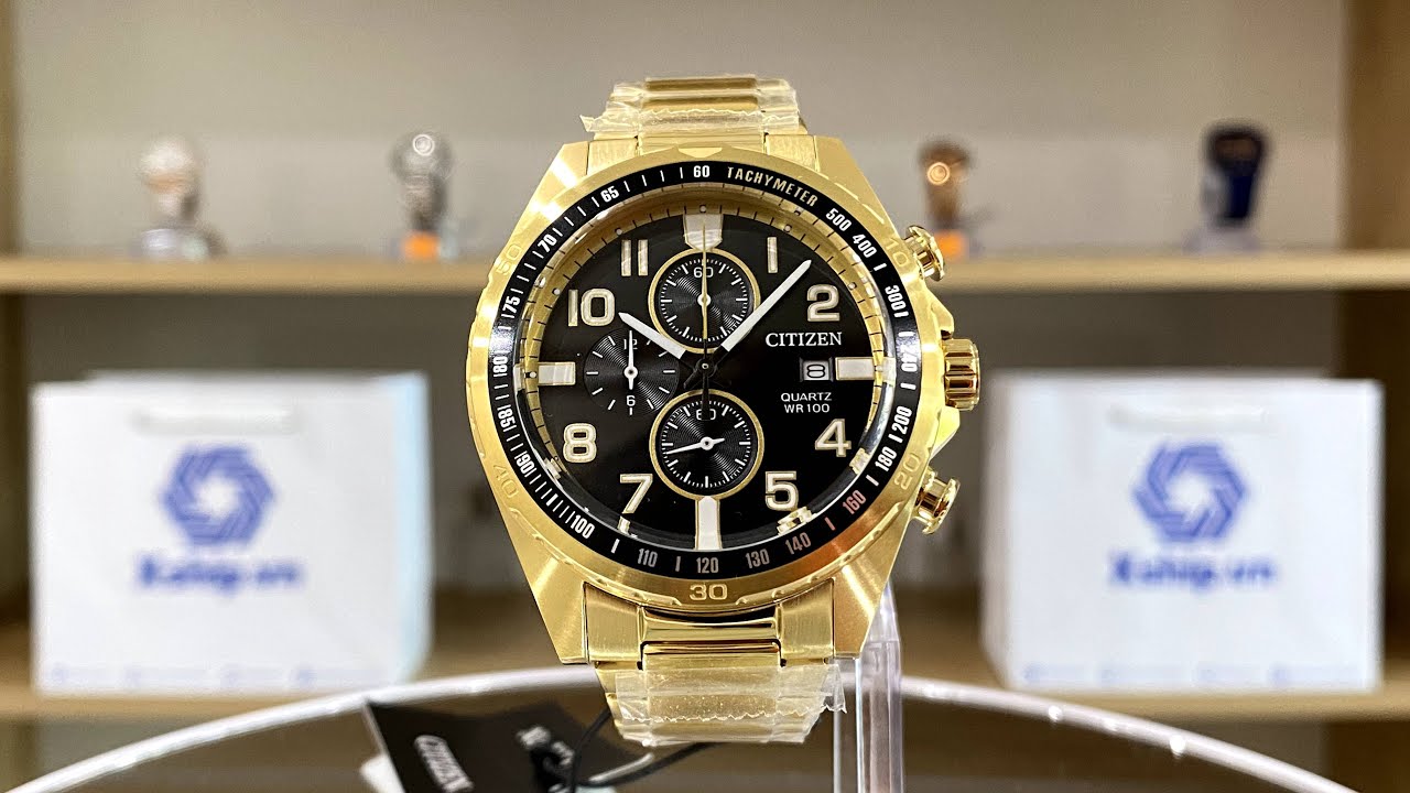Xship.vn: Highlights | Citizen Gold Tone Black Dial Chronograph