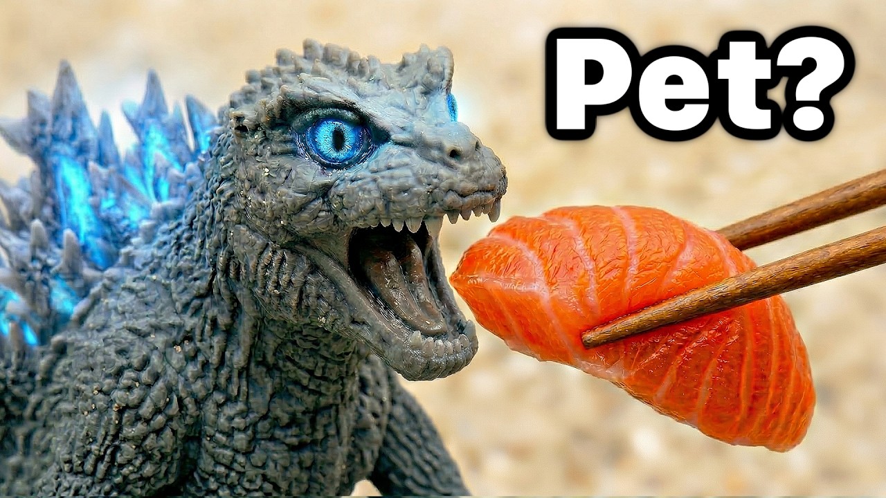 An eight-metre-long artificial dinosaur appears, walking and