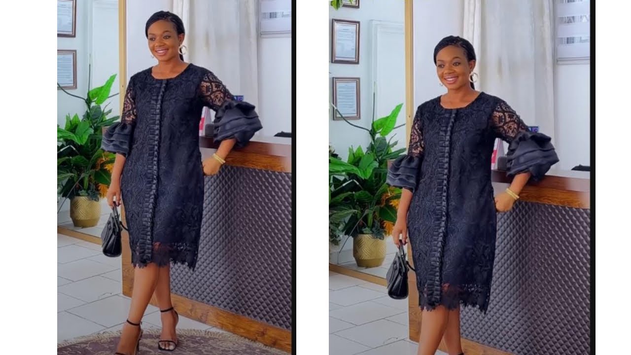 how to cut and sew lace shift dress with ruffles - YouTube