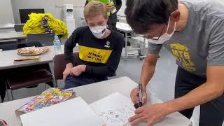 ヨナス・ヴィンゲゴー選手サイン入り渡辺航先生直筆のイラスト＆弱虫