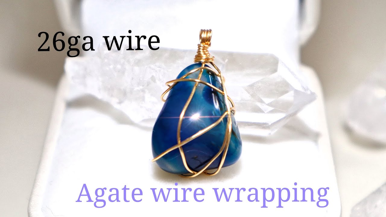 26gaワイヤー✨穴無し💎タンブルストーン✨簡単ワイヤーラッピング