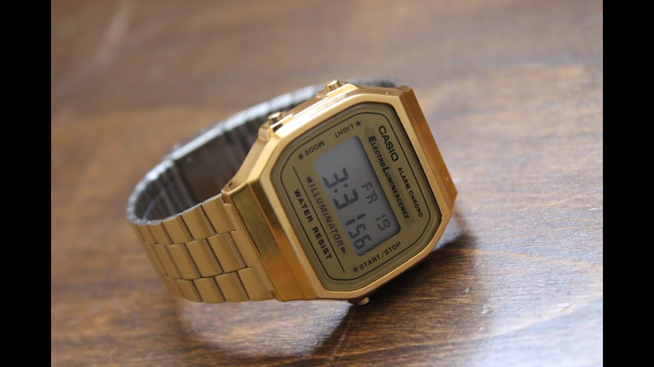 Casio A168WG-9 Retro Gold Watch Review - YouTube