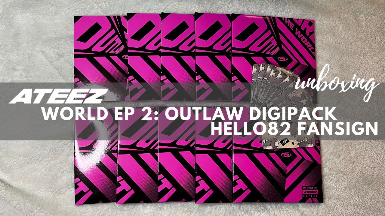 Ateez World: Ep 2 Outlaw Digipack Hello82 Fansign album unboxing