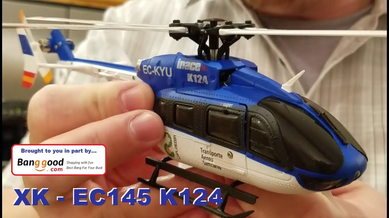 XK - K124 - RTF EC145 Heli - Unbox, Repair, & Indoor Flight - YouTube