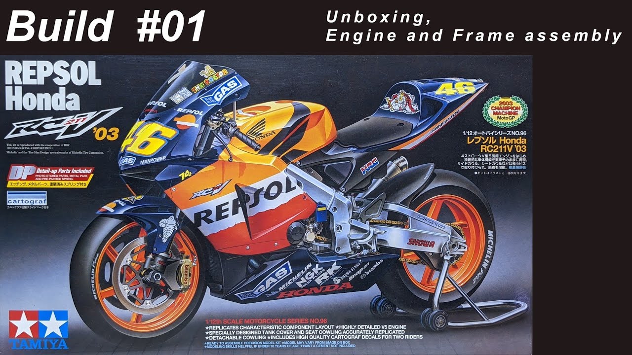 01 Building 1/12 HONDA RC211V '03 (V.Rossi) - YouTube