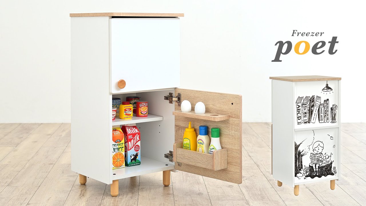 お絵描きできるホワイトボード付き 冷蔵庫 poet(ポエト) 2色対応の通販