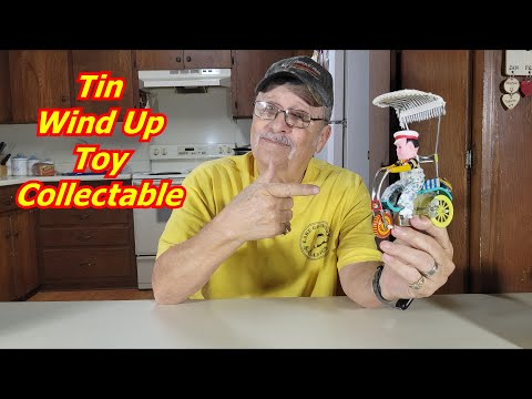 Vintage Antique Tin Windup Toy Bicycle With Bell Open and Run