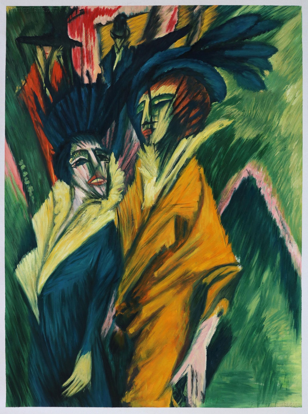 Two Women in the Street - Ernst Ludwig Kirchner Hand-painted Oil