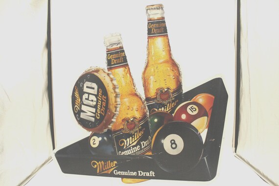 Vintage Miller High Life Pool Beer Advertising Cut Out Metal Sign