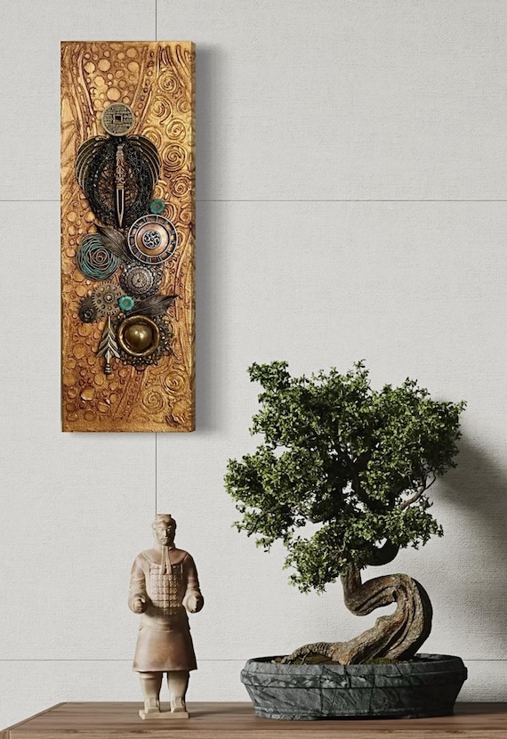 Found Object Collage - Assemblage Wall Art - Mixed Media Collage
