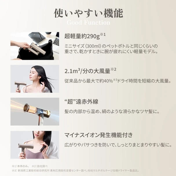 KINUJO Hair Dryer Voyage HW001 1000W Overseas compatibl Japan F/S