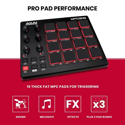 AKAI MPD218 Feature-Packed Highly Playable Pad Controller USB Bus