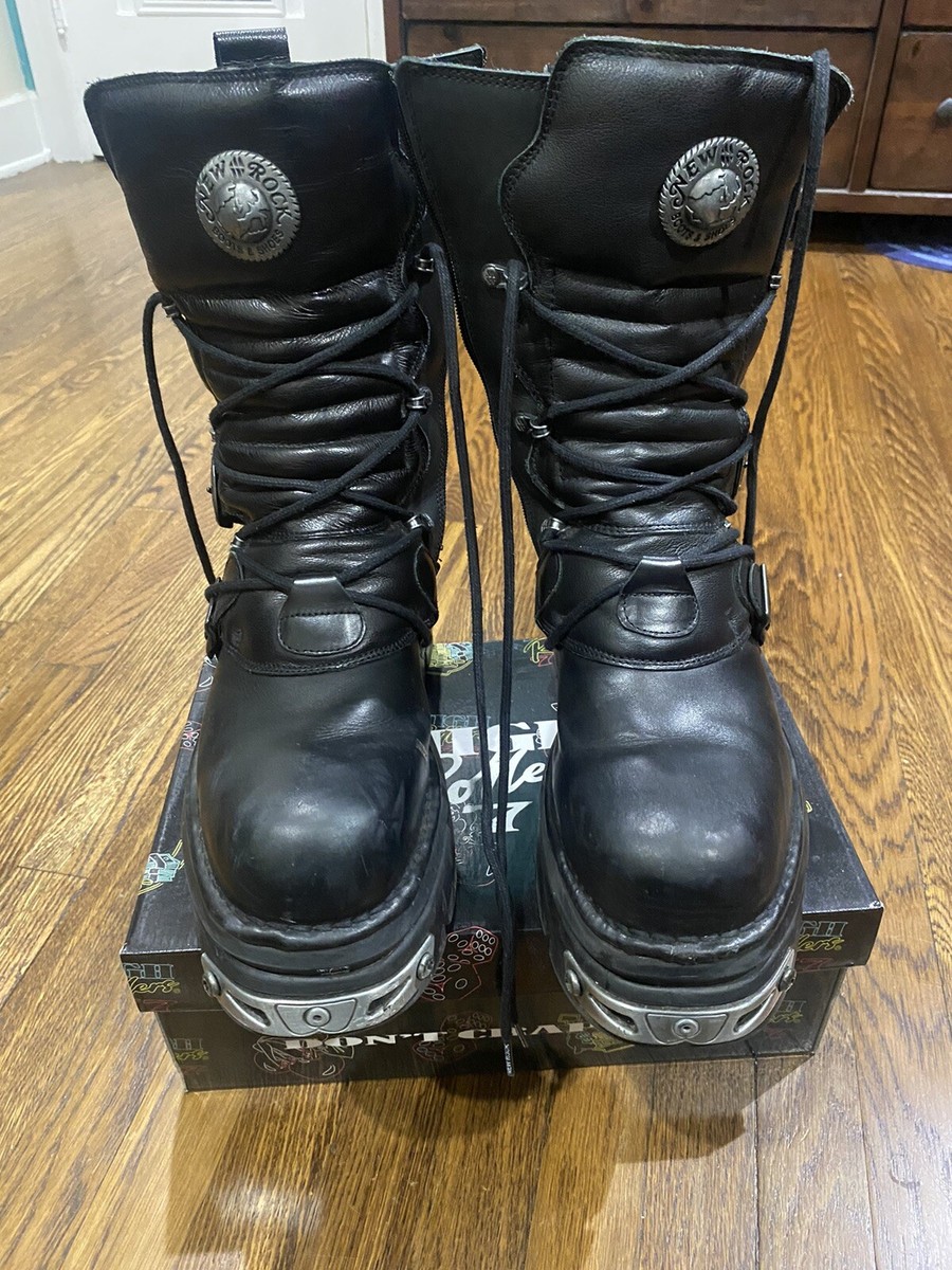 new rock Black Boots Reactor With Laces M-373-S4 | eBay