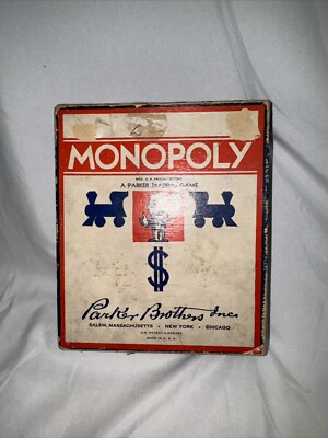 1935-1946 Vintage MONOPOLY Parker Brothers Board Game RARE WOODEN