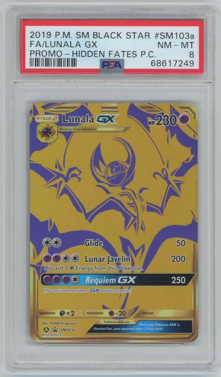 Pokemon Hidden Fates Promo SM103a - Lunala GX Gold Alternate Art