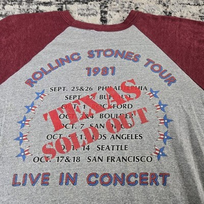 Vtg 80s The Rolling Stones Raglan T-Shirt Large 1981 Texas Concert