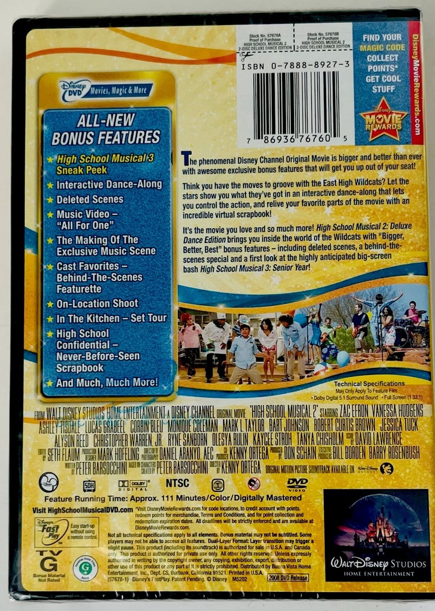 High School Musical 2 (DVD, 2008, 2-Disc Set, Deluxe Dance Edition