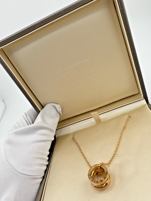 BVLGARI 18K Rose Gold B.zero1 Pendant Necklace New With Box and