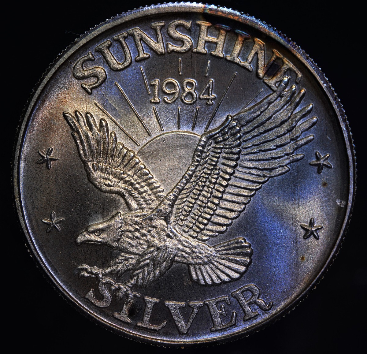 1984 Sunshine Mining Eagle 1oz 999 FINE Silver toned Vintage art