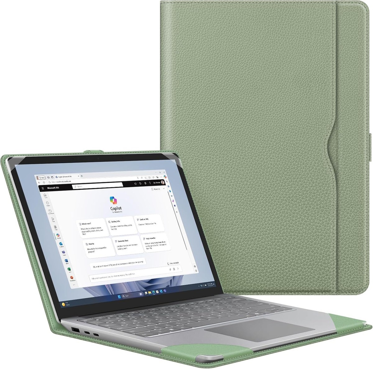 Case for 15 Inch Microsoft Surface Laptop 6/5/4/3 PU Leather Folio