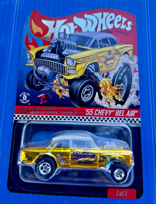 Hot Wheels RLC '55 Chevy Bel Air Gasser Gold Real Riders Tires | eBay