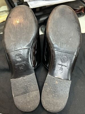 Chanel Interlocking CC Logo Black Fabric Size 4.5/35 Women's Mules