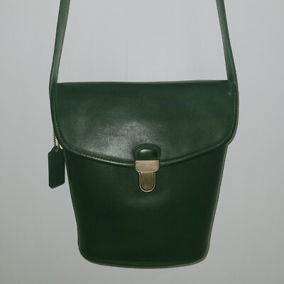 COACH RARE VINTAGE FOREST GREEN LEATHER CAMDEN JACKSON BUCKET BAG