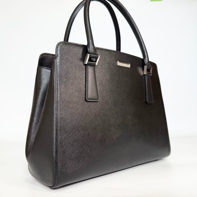 BURBERRY Black Leather Tote Bag Business Handbag Saffiano No Check