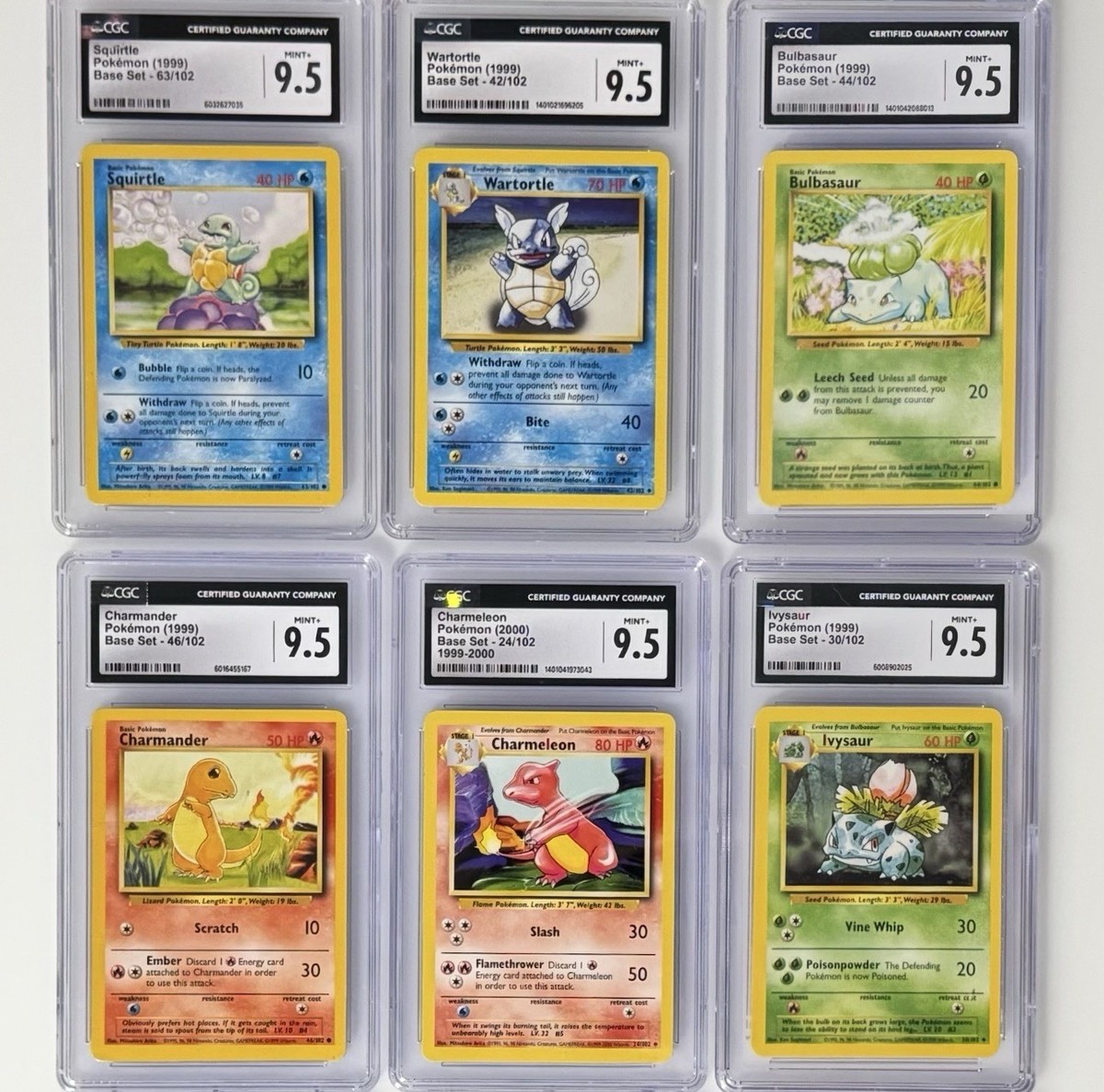1999 Base Set Unlimited Starter Trio Evolution Graded Lot CGC 9.5