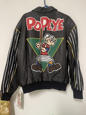 New With Tags 1994 POPEYE Montana Toons Leather Jacket RARE
