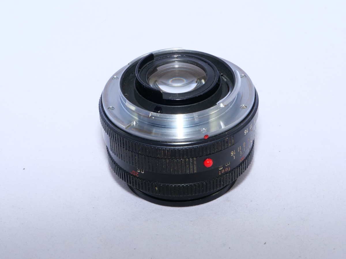 Leica Summicron-R 50mm f2 lens. Germany. 1 CAM. RED SCALE. Hood