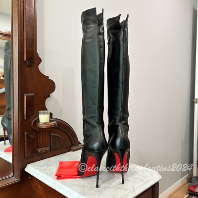Christian Louboutin Armurabotta 120 Black Napa Over Knee Boots