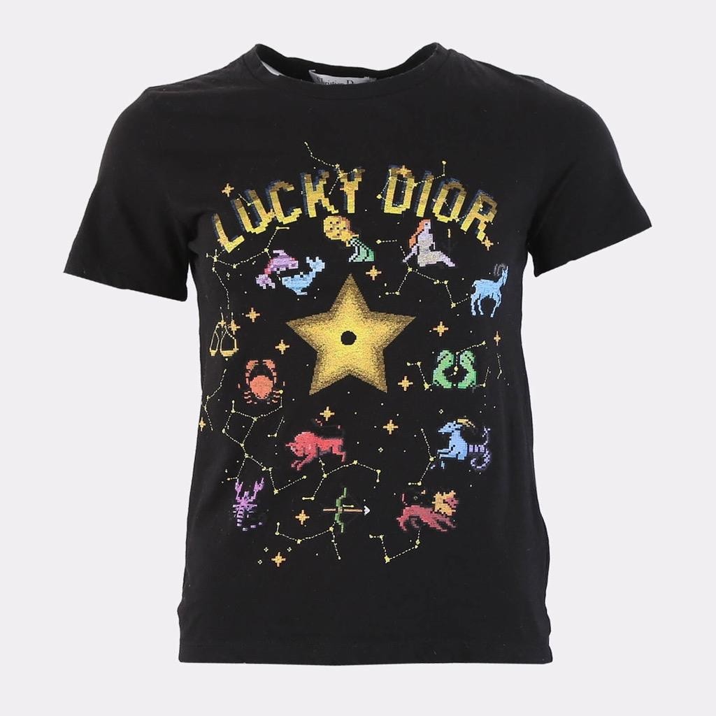 Christian Dior Black/Multicolor Lucky Dior Zodiac T-Shirt Size XS