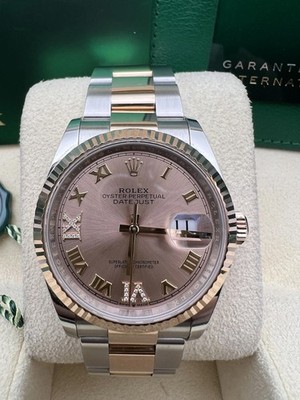 Rolex Datejust 36 126231 18K Rose Pink VI IX 6+9 Diamond Dial
