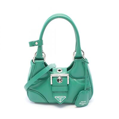 PRADA MOON 2way Shoulder Handbag 1BA381 leather Green Used Women