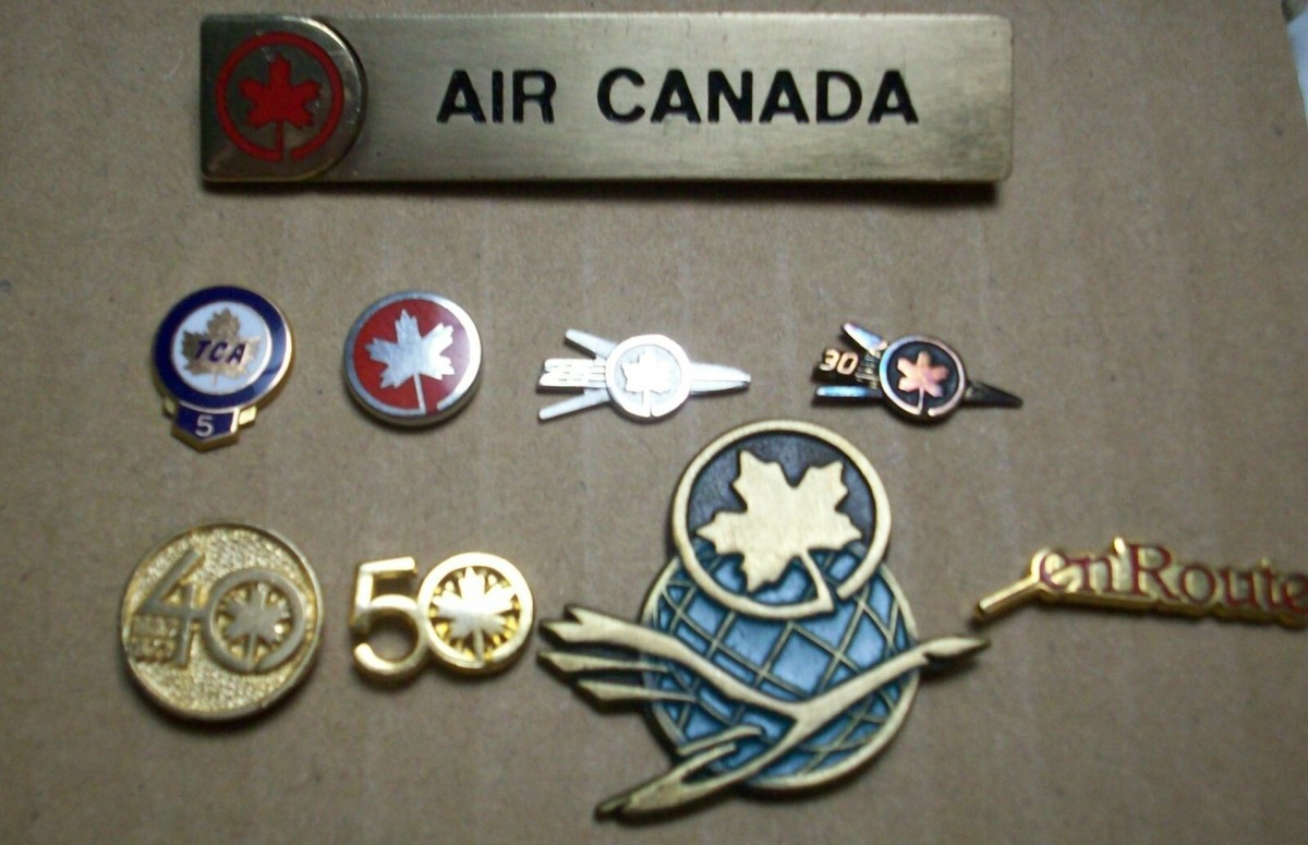 TCA AIR CANADA BOYD BOND EMPLOYEE TAGS 2 BIRKS 10K PINS 2 STERLING