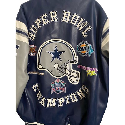 Dallas Cowboys 5-Time Superbowl Champions Faux Leather NFL Jacket