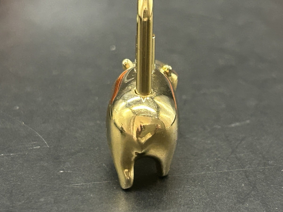 HERMES Cadena Padlock Hippopotamus 2005 Gold Lock Bag Charm W/Box