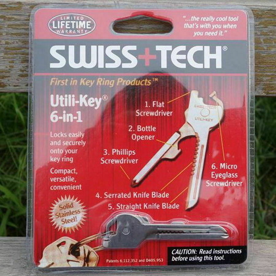 Swiss+Tech Utili-Key Keyring Stainless Steel Multi-Tools 6 In 1