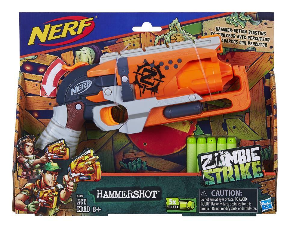 NERF - Zombie Strike - Hammershot Blaster with 5 Nerf Zombie