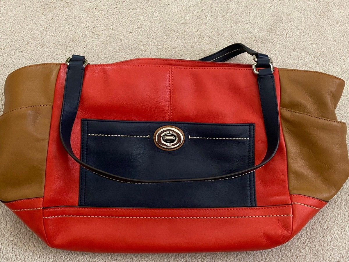 PARK COLORBLOCK CARRIE (COACH F24065) OFF ORANGE BROWN Shoulder