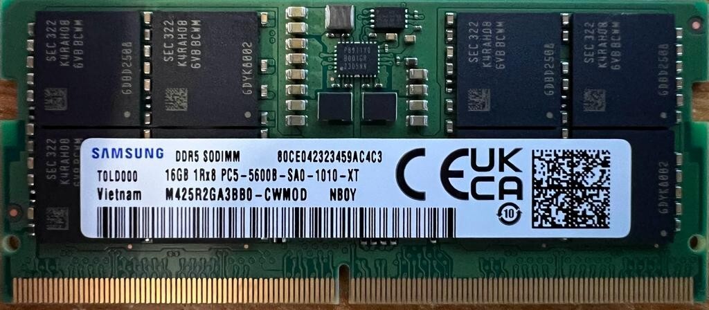 SAMSUNG 16GB PC5-44800 DDR5 5600 MHz SODIMM Laptop RAM
