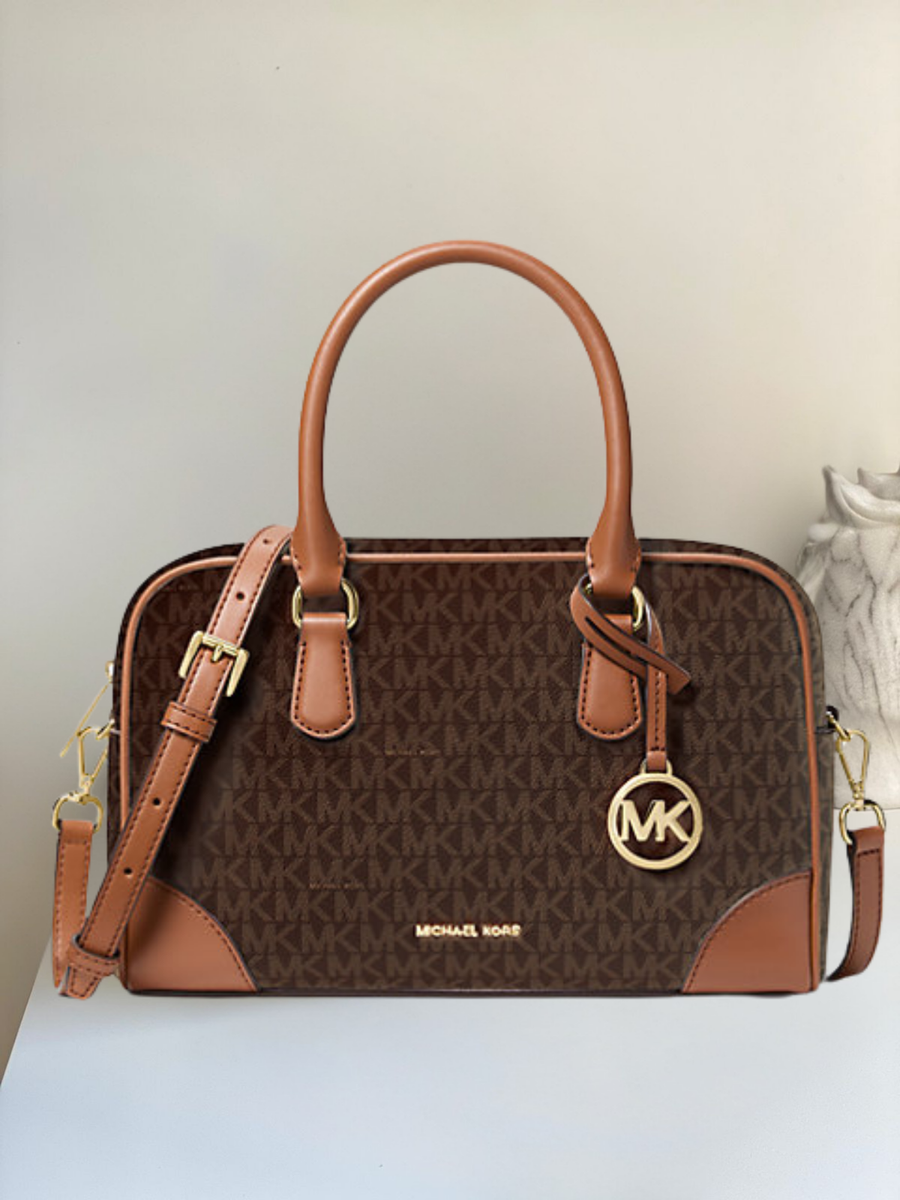 Michael Kors Thompson Medium MK Logo Duffle Satchel Bag Handbag