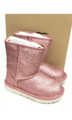 UGG GIRLS TODDLER KIDS CLASSIC SHORT II GLITTER PINK BOOTS | eBay