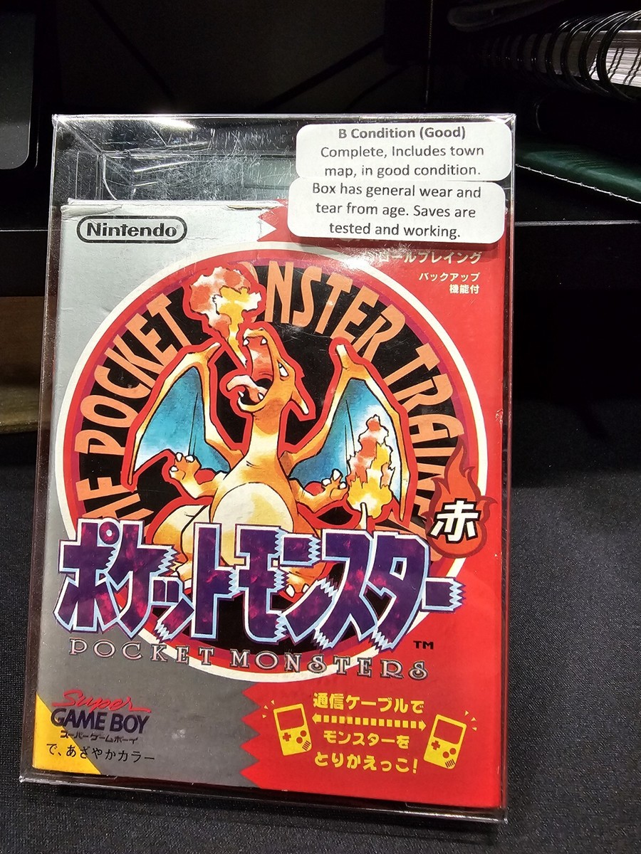 1996 Tested Boxed Japanese Pokemon Red Version saves Tested